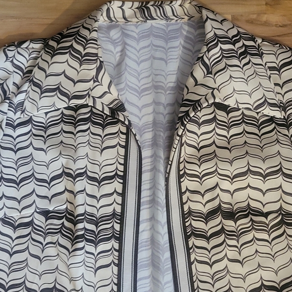 Vintage 70s Abstract Print Open Front Blouse M - Picture 4 of 10